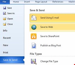 Fig. 1: Save & Send feature in MS Office 2010
