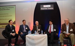 Security for business: Peter Wood (far right) chairs the Security as a Business Enabler panel at Infosec 2014