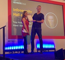 I presented Troy Hunt with his Infosecurity Hall of Fame award in 2019