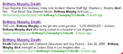 Screenshot of Google top matches on ‘Brittany Murphy death’ - Courtesy of Websense