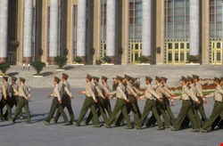 The People's Liberation Army in Tiananmen Square in Beijing in Hebei Province, People's Republic of China