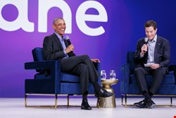 President Obama on stage with Okta CEO Todd McKinnon in Las Vegas