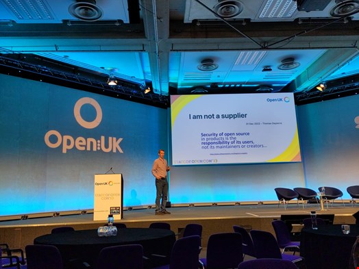 Thomas Steenbergen, head of the open source program office at EPAM Systems, during the State of Open Con 23 conference.