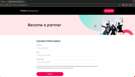 TikTok for Business themed page. Source: Push Security