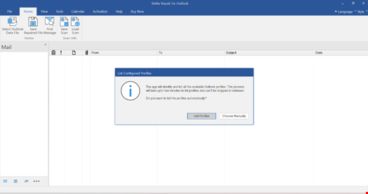 Stellar Repair for Outlook home Screen
