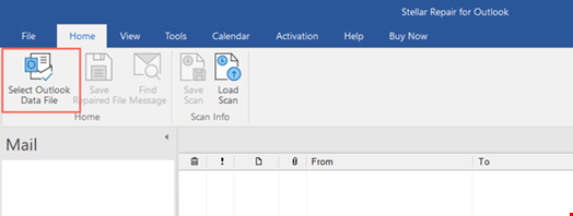 Click on Select Outlook Data file to start the repair process
