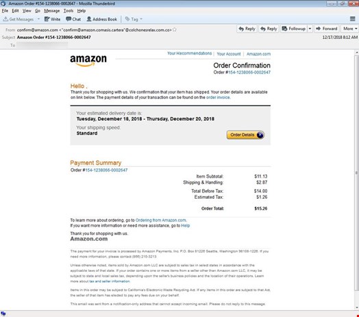 Amazon Order Confirmation Phishing Scam Infosecurity Magazine