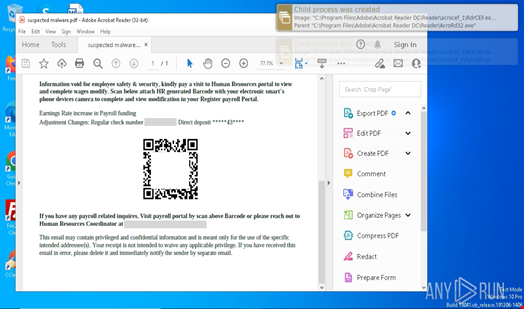 ANY.RUN exposes a malicious URL hidden in a phishing QR code without manual interaction