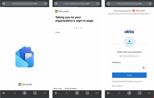 Adversary-in-the-middle (AiTM) mode credential harvester flow. Source: Abnormal