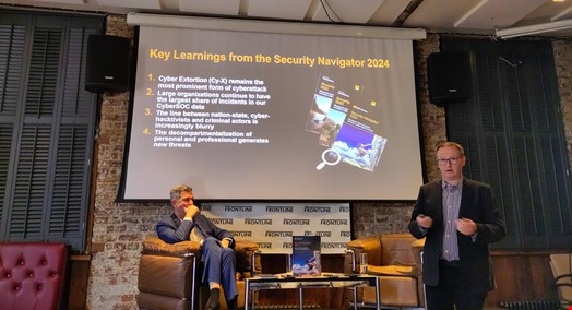 Olivier de Paillerets and Wicus Ross introduced Orange Cyberdefense’s Security Navigator 2024 to the press at the Frontline Club, in London, on November 29, 2023. Source: Infosecurity Magazine