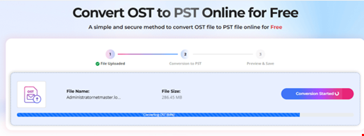 Uploading OST file and converting it to PST