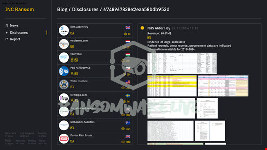 INC Ransom claim on its leak site. Source: Ransomware.live