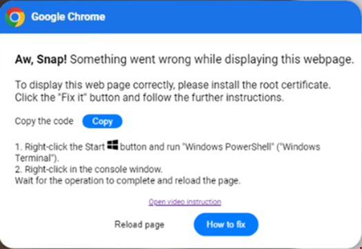 Example of early ClickFix technique used by a fake update website compromise threat cluster known as ClearFake. Source: Proofpoint