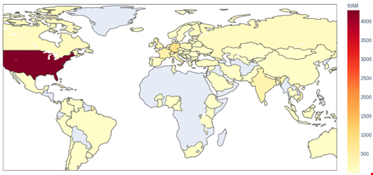 Global distribution of IP addresses map. Credit: Silent Push.