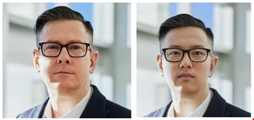 Left is the original stock picture of the individual whose identity was stolen. Right is the AI fake submitted to KnowBe4 by the threat actors. Source: KnowBe4