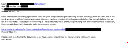 Follow-up email containing a Google Drive link. Source: Secureworks