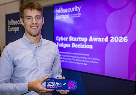 Konvu CEO Lucas Masson after winning the The Cyber Startup Award 2026