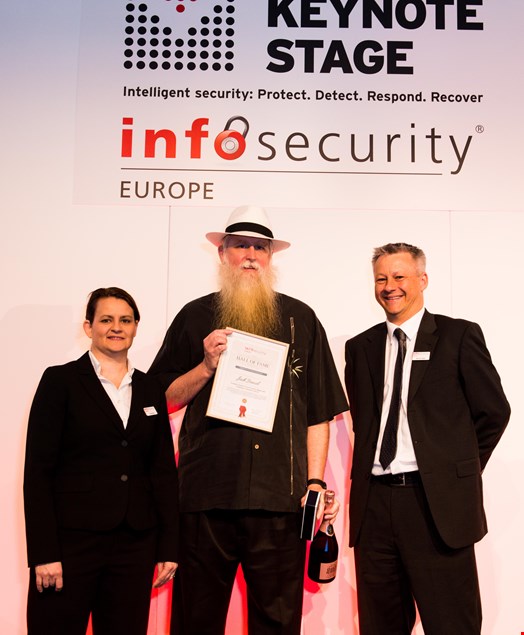 Jack Daniel being inducted into the Infosecurity Europe Hall of Fame 2015
