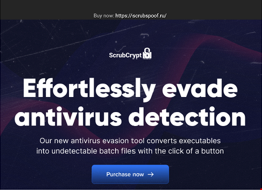 Banner ad promoting ScrubCrypt on a dark web marketplace. Source: Satori Threat Intelligence and Research Team