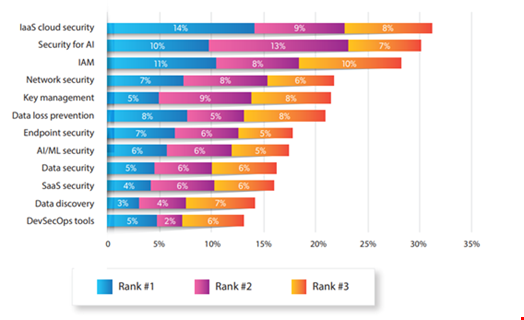 Top security technologies by spending level. Source: Thales