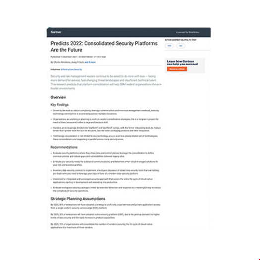 Predicts 2022: Consolidated Security Platforms Are the Future – A Gartner® Report