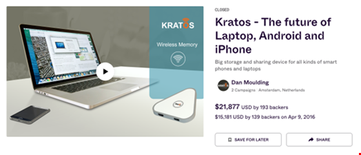 Kratos campaign on IndieGoGo. Source: Secureworks