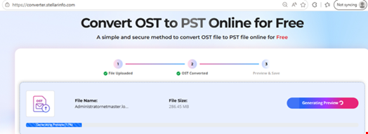 Generating preview after converting OST to PST
