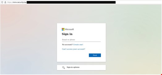 The fake Microsoft login page the user was directed to after clicking on the link the PDF file. Source: Darktrace