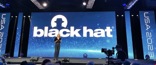 Maria Markstedter, founder of Azeria Labs, during the Black Hat USA 2023 opening keynote.